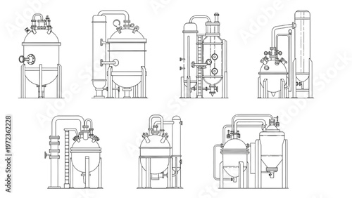 Industrial process diagram for chemical engineering equipment