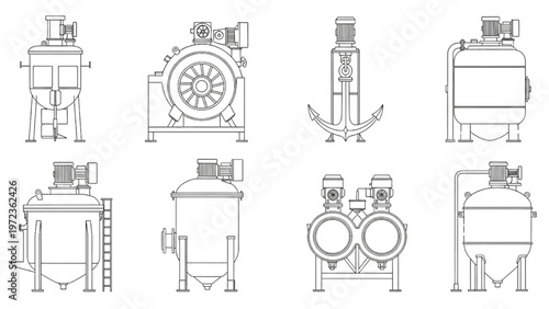 Industrial storage tanks and equipment blueprints drawings