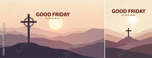 Elegant Good friday with cross background, Good friday holy week background for banner and social meida template
