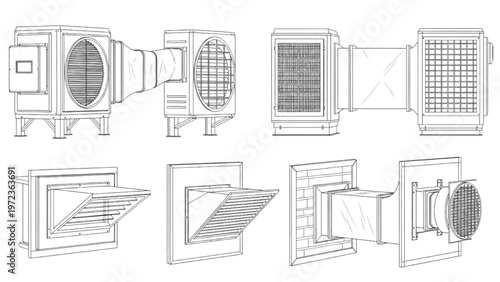 Technical Drawings of Air Conditioning and Ventilation Infrastructure Elements
