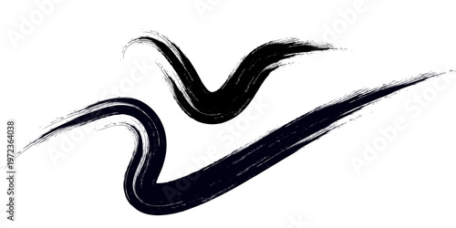 Japanese vector brush stroke, template texture on white background. Design strong brush stroke graphic element, turbulence brush stroke. Paint black strokes brush texture with space for your own text.