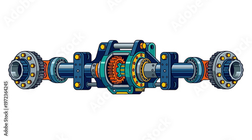 Mechanical assembly with bearings and shafts.