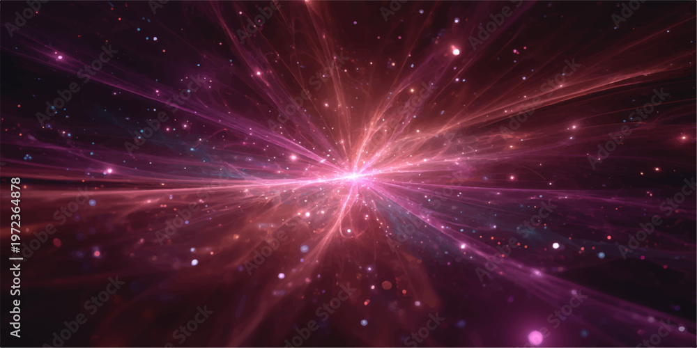 Fototapeta premium Cosmic energy burst with vibrant colors and luminous starlight, evokes a sense of wonder and cosmic mysteries.