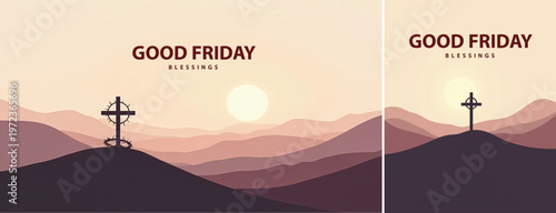 Elegant Good friday with cross background, Good friday holy week background for banner and social meida template