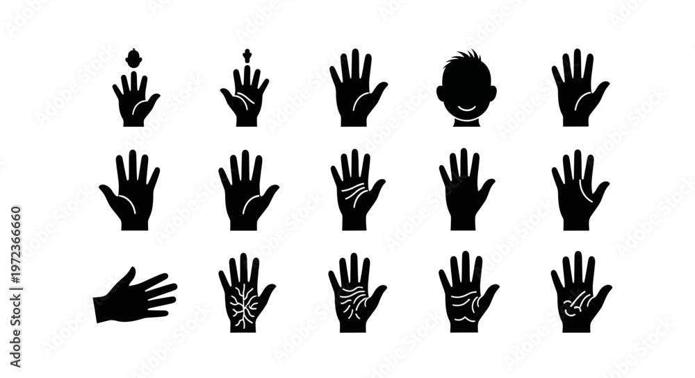 Fototapeta premium Collection of hands with various gestures.