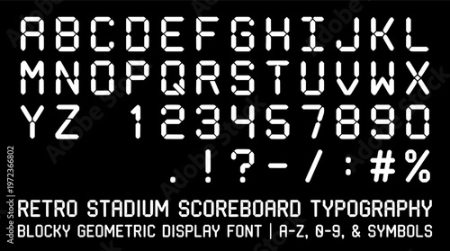 Retro Stadium Scoreboard Typography Bold Futuristic Block Display Font