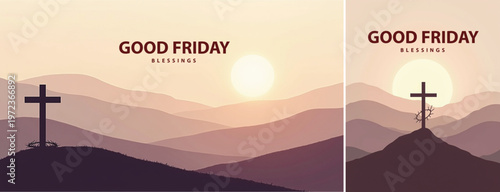 Elegant Good friday with cross background, Good friday holy week background for banner and social meida template