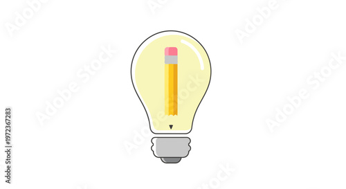 Pencil Inside Light Bulb Illustration.