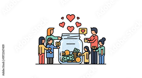 People donating coins to charity.