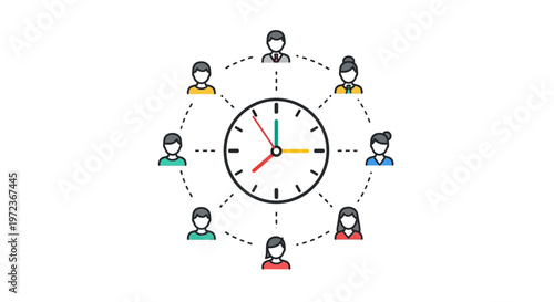 People Meeting Around Clock Faces.