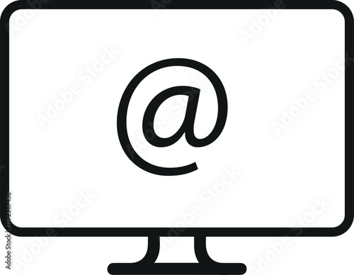 Computer monitor screen with at sign symbol on display  email icon