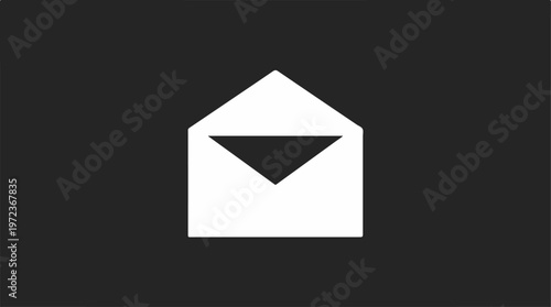 Open Envelope Icon - A Simple and Elegant Design on Dark Background.