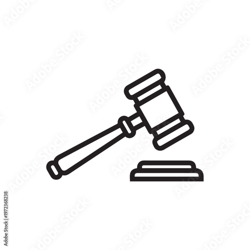 Lawyer's Gavel and Sounding Block Icon Courtroom Decision Symbol Legal Justice Concept