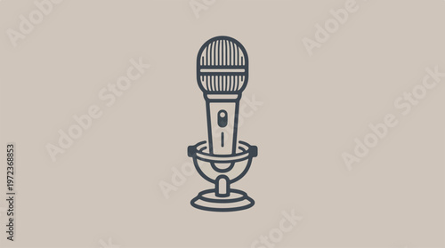 Professional microphone on a stand, ready for recording audio.