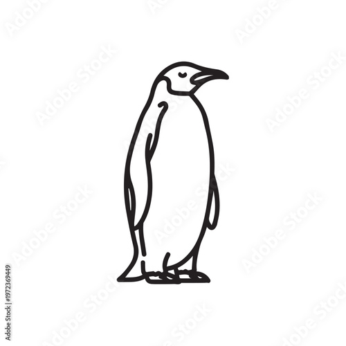 Minimalist Penguin Illustration Standing Side Profile Simple Line Art
