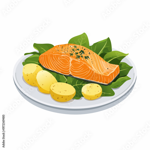 Lachs mit Spinat und Kartoffeln