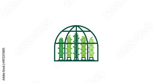 Greenhouse with plants inside structure.