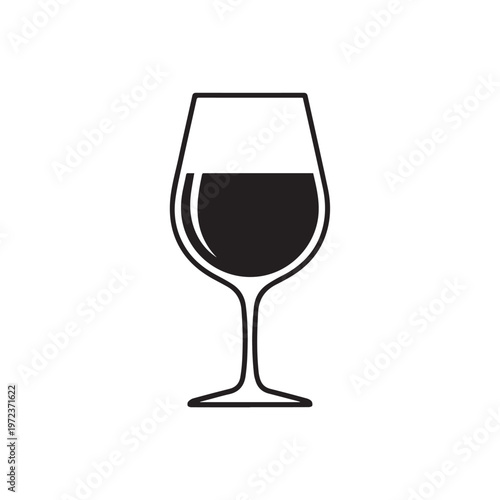 Red Wine Glass Filled Halfway With Dark Liquid Isolated Icon