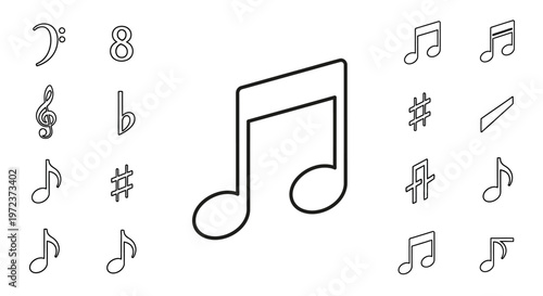 Music notes and musical symbols.