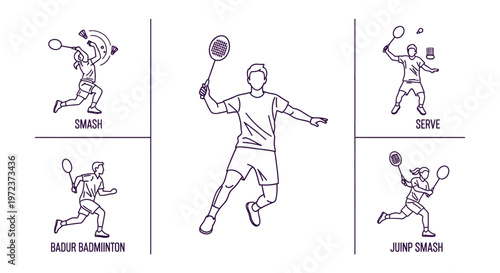 Man Playing Tennis with Racket.