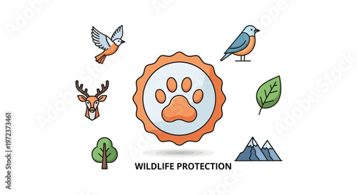 Wildlife protection conservation symbol logo.
