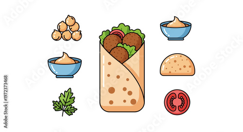 Delicious Shawarma Food Illustration Closeup.