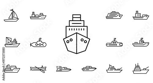 ships boats vessels nautical icons.