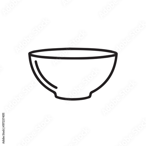 Simple line art of a ceramic bowl on a white background clean and minimalist design