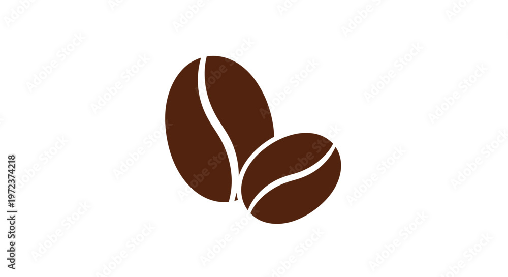 Obraz premium Brown coffee beans on white background.