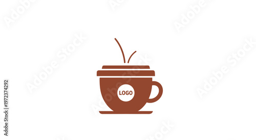 Brown Coffee Cup With Logo Design.