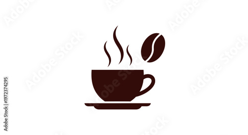 Brown Coffee Cup with Steam Rising.