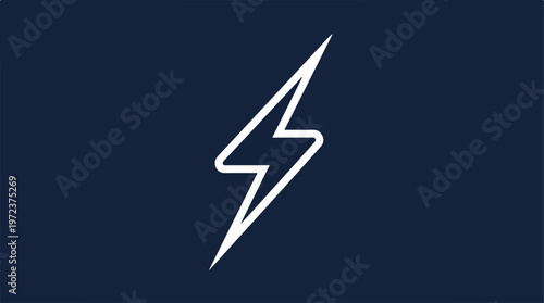 White lightning bolt symbol on a dark blue background.