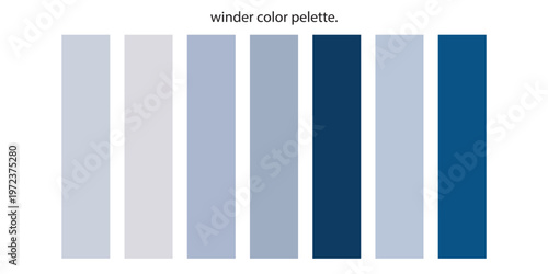 Winter color palette featuring icy blues, frosty grays, and deep navy tones, ideal for seasonal design, branding, fashion, minimal backgrounds, and modern creative inspiration