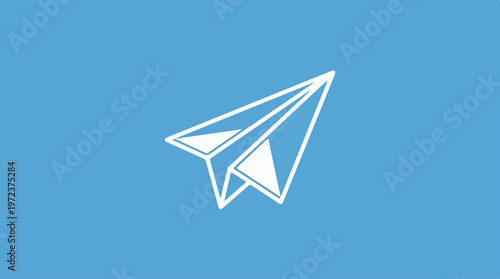 White paper airplane icon on a blue background for communication.