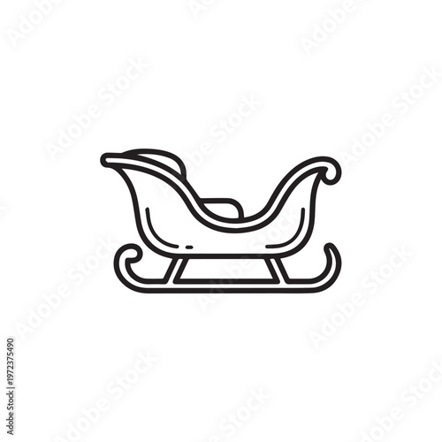 Sleigh Silhouette Icon Christmas Holiday Transportation Winter Season Vector Art