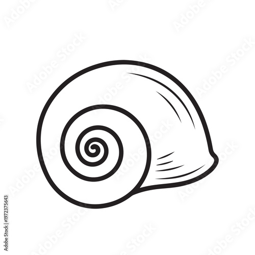 Snail Shell Spiral Outline Illustration Simple Swirl Pattern Isolated on White Stock Graphic