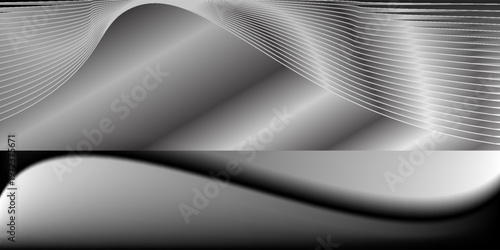 The black background features thin, curved lines in gold and white that run horizontally, giving the image a luxurious and slightly moving look. This piece feels elegant and easy on the eyes