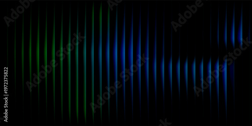 A striped glass gradient surface, in neon green and turquoise shades, a futuristic panel with vertical prism distortion. eps 10