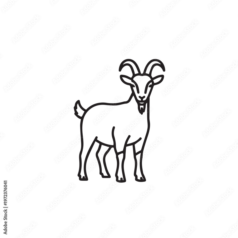 Fototapeta premium Standing Goat Outline Illustration Simple Line Art Farm Animal Icon