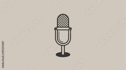 Simple microphone illustration on a neutral background for audio recording.