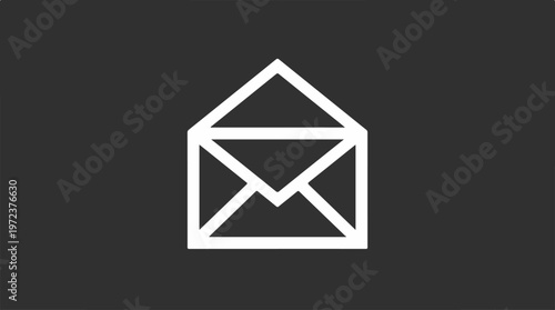 Simple white envelope icon on a dark background for communication.