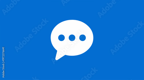 Simple white speech bubble icon on a vibrant blue background.