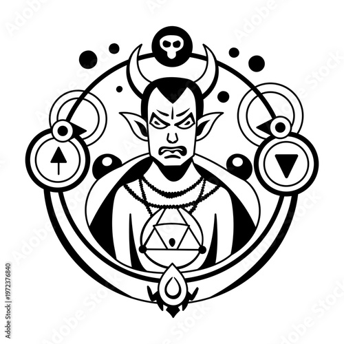 A glyph illustration of scary devil character