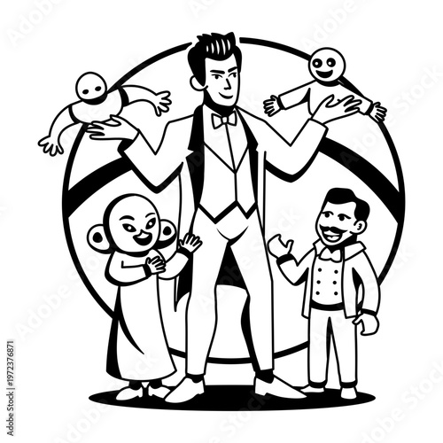 A glyph illustration of scary storytelling man