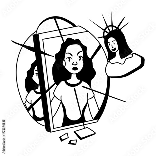 Magical Mirror illustration in glyph style