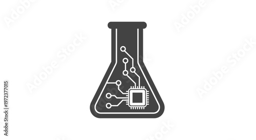 Electronic circuit board in beaker.
