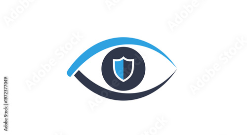 Eye with shield logo symbol.