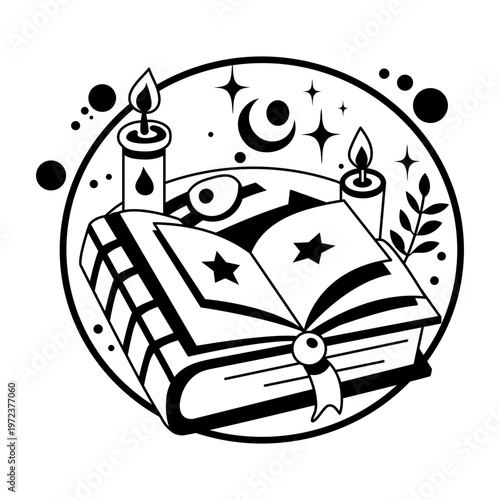 A glyph illustration of magical book
