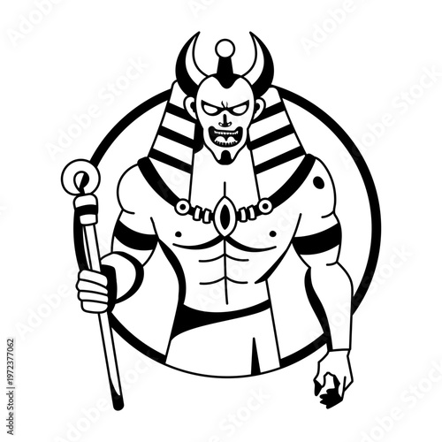 A glyph illustration of an egyptian evil character