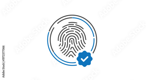 Fingerprint with verification check mark.